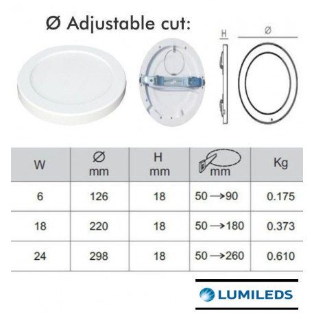 Downlight LED 6W ajustable CCT circular MOSS blanco