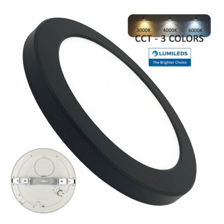 LED downlight/plafondlamp 18W MOSS zwart verstelbaar met selecteerbare CCT