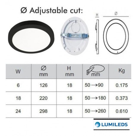 Downlight LED 18W ajustable MOSS negro CCT seleccionable