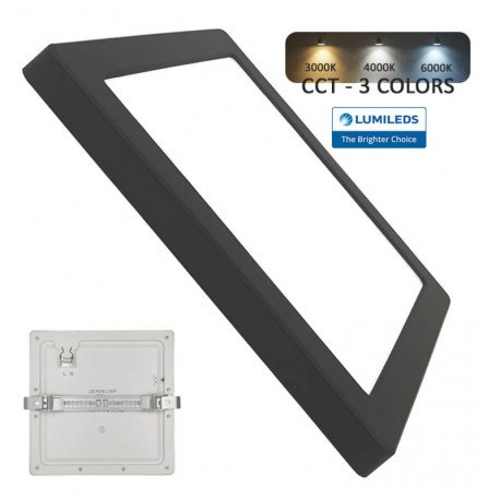 Vierkante led-downlight 24W verstelbaar MOSS zwart CCT