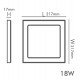 Vierkante downlight/plafondlamp LED MOSS wit 18W verstelbaar CCT