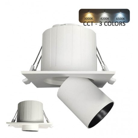Inbouw led downlight 6W vierkant periscoop kantelbaar en richtbaar met CCT