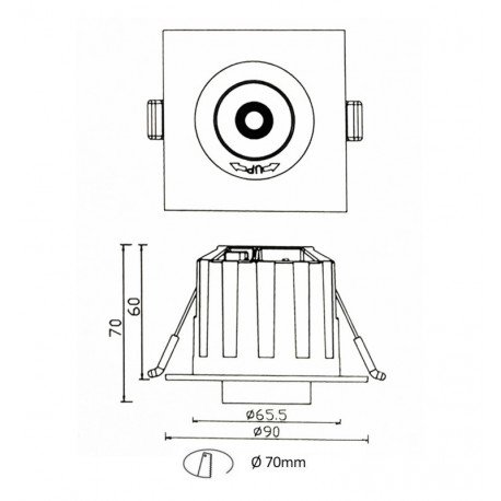 Downlight LED 6W empotrable periscópico direccionable cuadrado
