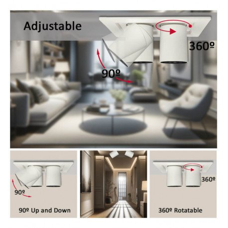 Downlight led 12W inbouw periscoop-dimbaar? CCT selecteerbaar draaibaar