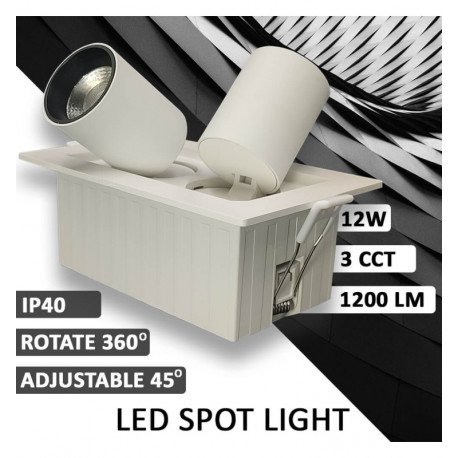 Downlight led 12W inbouw periscoop-dimbaar? CCT selecteerbaar draaibaar