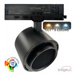 Led-schijnwerper trifase ROMA zwart 30-40W optiek 24°-60° UGR13 CCT