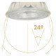 Ledlamp GU10 8W dicroïsch hoge lichtopbrengst 24° glas