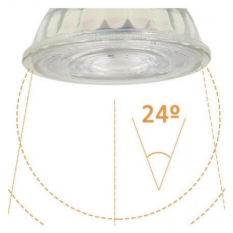 Ledlamp GU10 8W dicroïsch hoge lichtopbrengst 24° glas