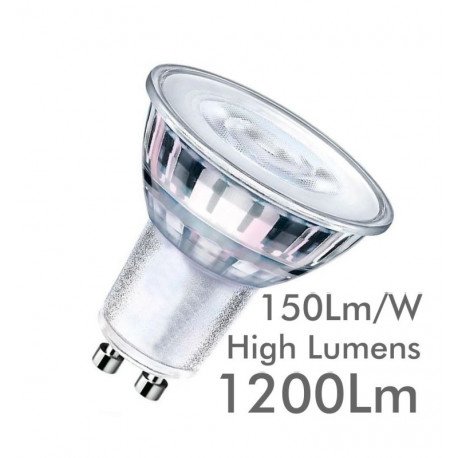 LED GU10 dicroïsche lamp 8W hoge lichtopbrengst 24° glas dimbaar