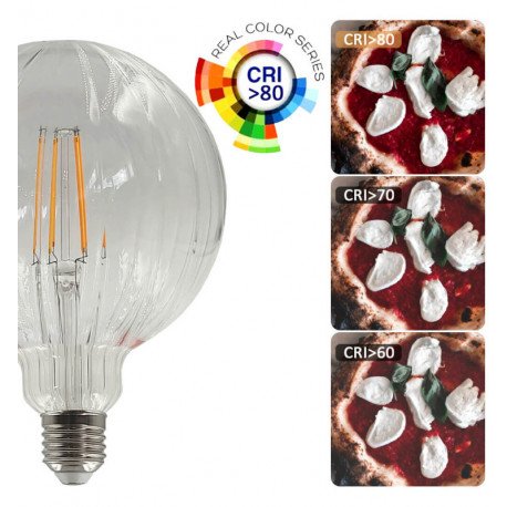 Bombilla LED filamento 6W E27 ámbar decorativa esfera