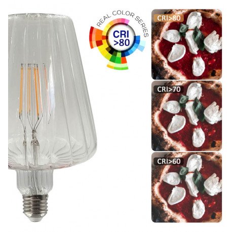 Ledlamp filamente 6W E27 amber decoratief kegelvormig BIG Ø120mm