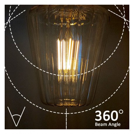 Ledlamp filamente 6W E27 amber decoratief kegelvormig BIG Ø120mm