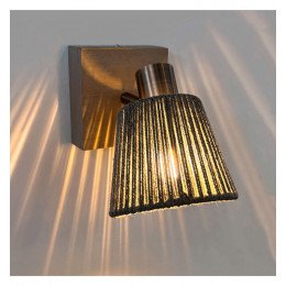 Aplique LED E14 para pared interior con base de madera