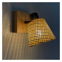 Aplique LED SKI E14 para pared con tulipa de mimbre