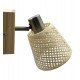 Wandlamp led SKI E14 met rieten kap en houten voet