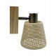 Wandlamp led SKI E14 met rieten kap en houten voet