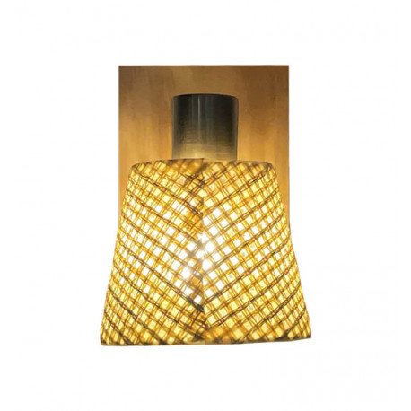 Wandlamp led SKI E14 met rieten kap en houten voet