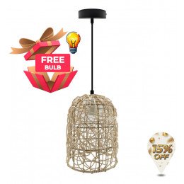 Hanglamp van rotan voor ledlamp E27, interieurdecoratie