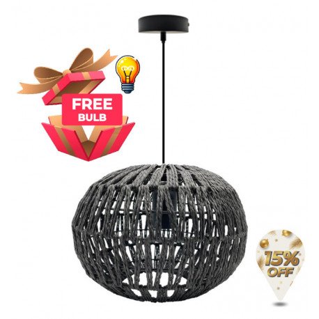 Hanging lamp van riet KALMAR voor ledlamp E27, interieurdecoratie