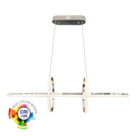 Hangende ledlamp 48W NYBRO zilverkleurig ontwerp CRI88