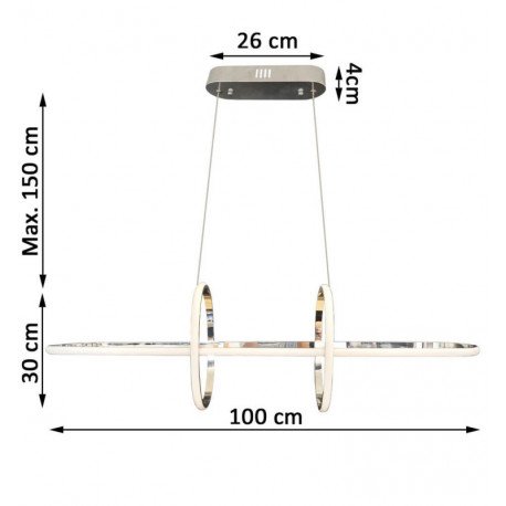 Hangende ledlamp 48W NYBRO zilverkleurig ontwerp CRI88
