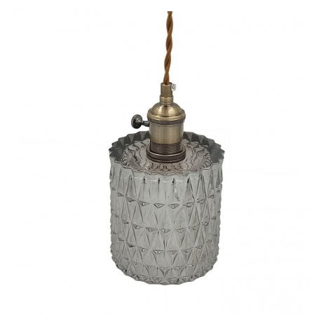 Lámpara LED colgante HABO E27 plateada de cristal regulable