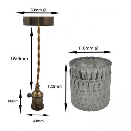 Lámpara LED colgante HABO E27 plateada de cristal regulable