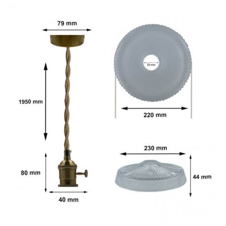 Lámpara LED colgante BJORN para E27 de cristal transparente