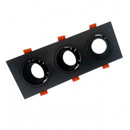 Downlight LED Aro Marco Negro Triple orientable GU10