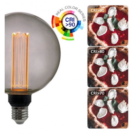 Bombilla LED 4W E27 G125 cristal ahumado para decoración