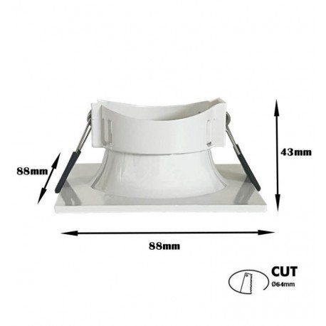 Vierkante inbouwspot GU10 wit, vast voor MR16-dicroïsche lamp