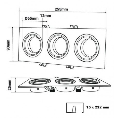Downlight led 45W richtbaar triple wit CRI+92 UGR13