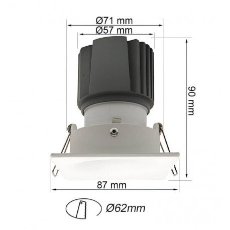 LED Downlight Square 15W White CRI+92 UGR13