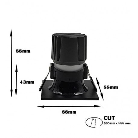 Vierkante downlight LED 15W zwart CRI+92 UGR13