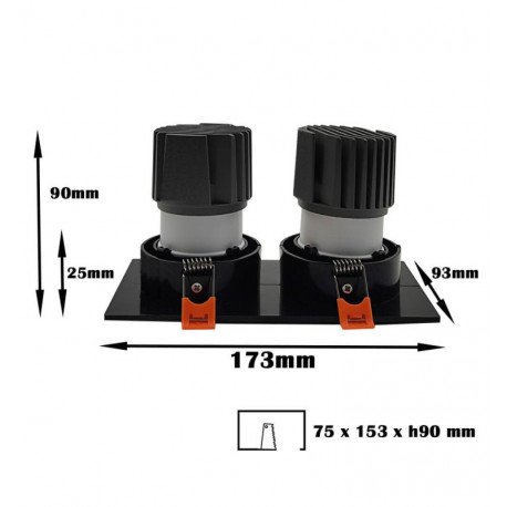 LED Downlight 30W Dual Adjustable Black CRI+92 UGR13