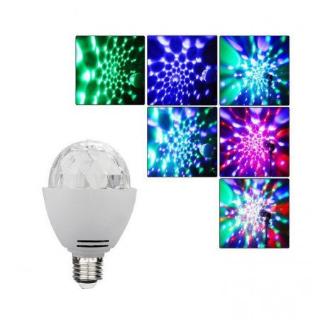 Bombilla LED RGB Disco Giratoria 3W E27 para decoración