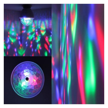 RGB led-lamp disco met draaiend effect 3W E27