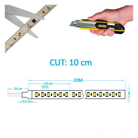 Ledstrip 220V 14W/m IP67 voor buiten 20m SMD2835 120 led/m