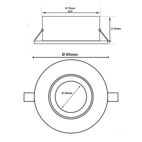Aro Fijo Empotrable GU10-MR16 estanco IP65 efecto curvo negro
