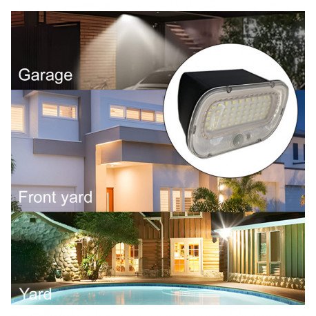 Aplique LED solar con sensor PIR y luz 5700K+amarillo