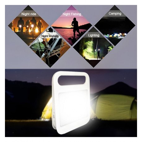 Foco LED solar portátil 4W con power bank y USB recargable