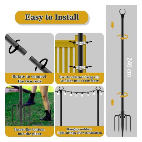 LED Tripod Stand for Outdoor Garland, Pack of 2, 2.4 m