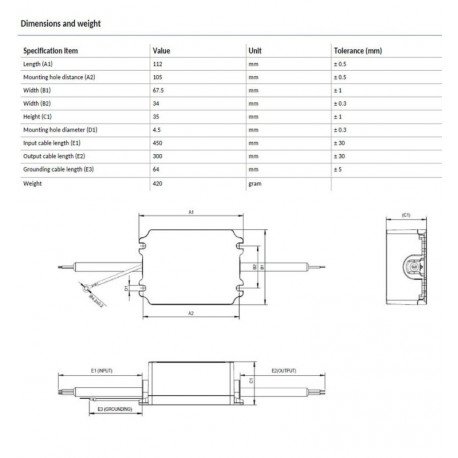 Farola LED 65W exterior aluminio alta eficiencia 210Lm/W