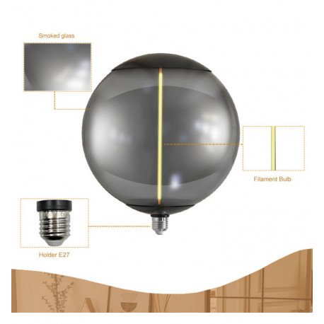LED-filamentlamp Crystal Smoke Amber 4W E27 G250 BIG