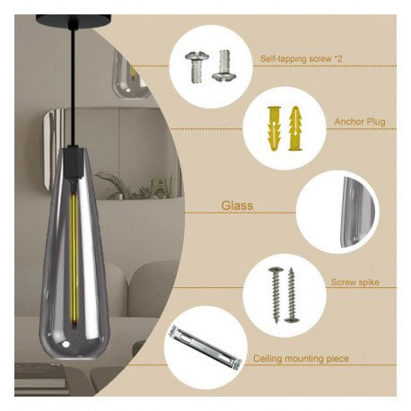 Led-lamp filament hangend 4W amber rookglas