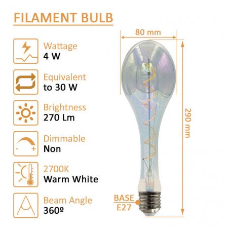 LED Filament Bulb 4W E27 Decorative Flower 2700K