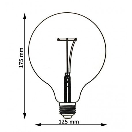 Bombilla LED filamento 4W E27 G125 ámbar para decoración