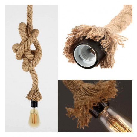 Hanglamp linnen koord touw E27 vintage voor decoratie