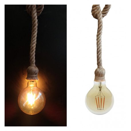 Lámpara colgante cuerda lino E27 vintage para decoración