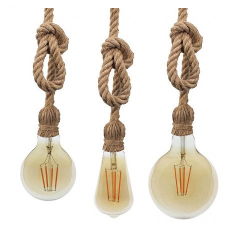 Hanglamp linnen koord touw E27 vintage voor decoratie
